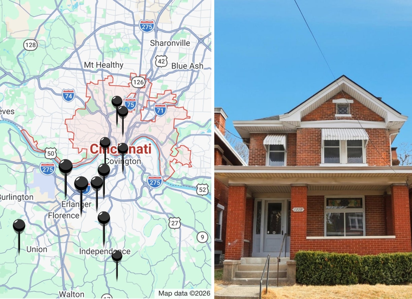 Map of Cincinnati and Northern Kentucky homes closed by Shelli Stinson, REALTOR, in early 2026